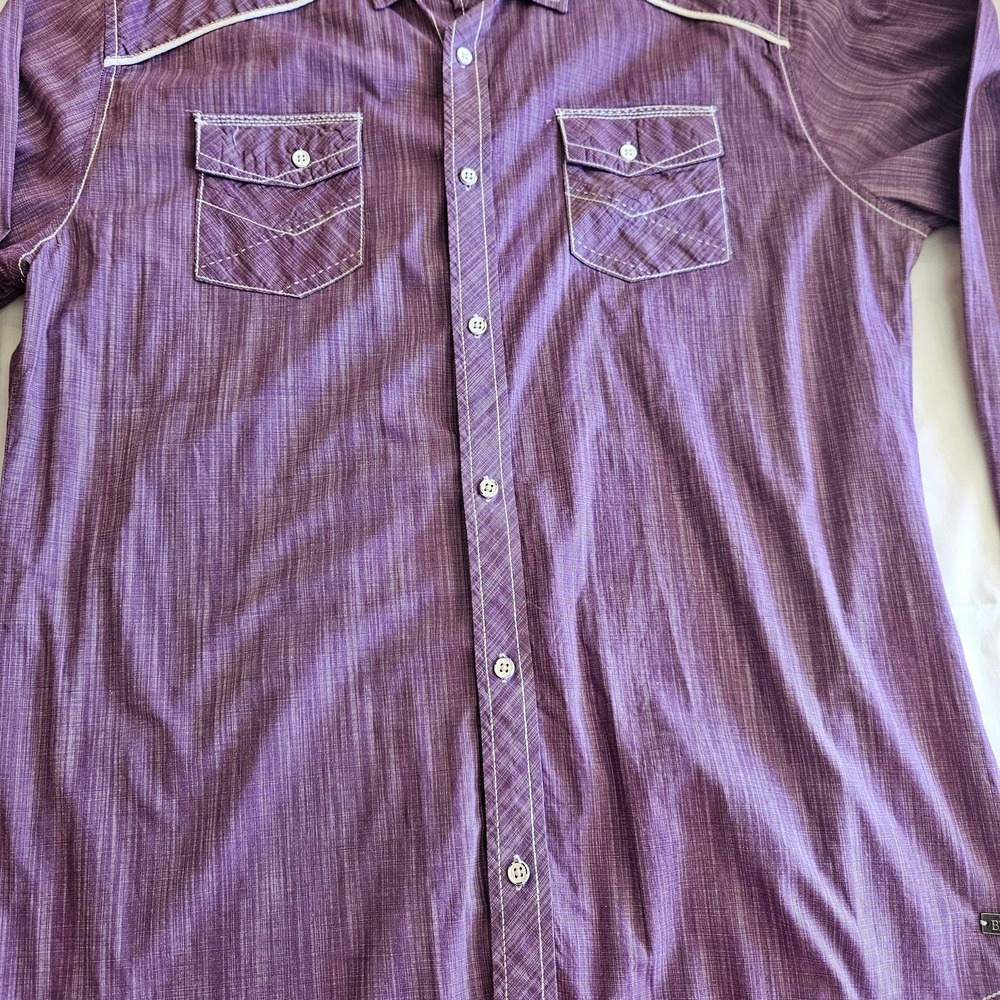 Buckle Black Athletic Fit Long Sleeve Western Pearl Snap Shirt XL - Picture 3 of 6